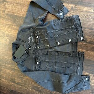 Black Denim Jacket with Embroidered Logo Harley Davidson women’s large